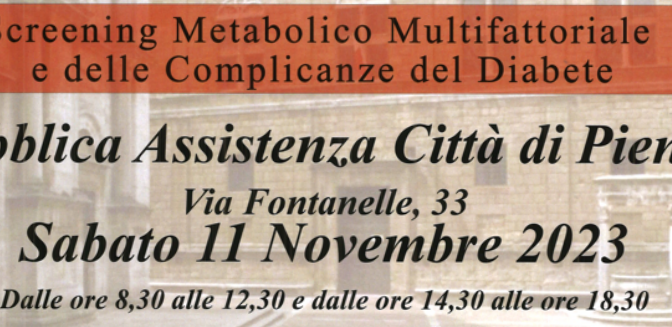 SABATO 11 NOVEMBRE 2023 – GIORNATA MONDIALE DEL DIABETE